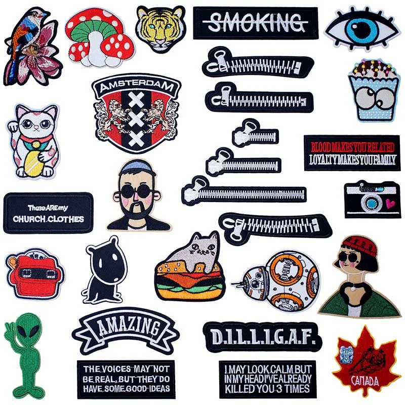 Молния баннеры не курить патчи с помощью утюга вышивка аппликация для куртки