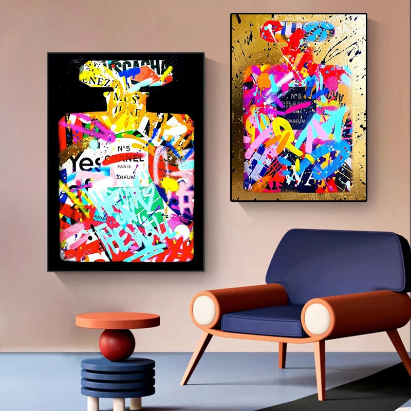 

Pop Art Perfume Bottle Posters and Prints Street Graffiti Canvas Painting Living Room Fashion Home Wall Art Decoration Pictures