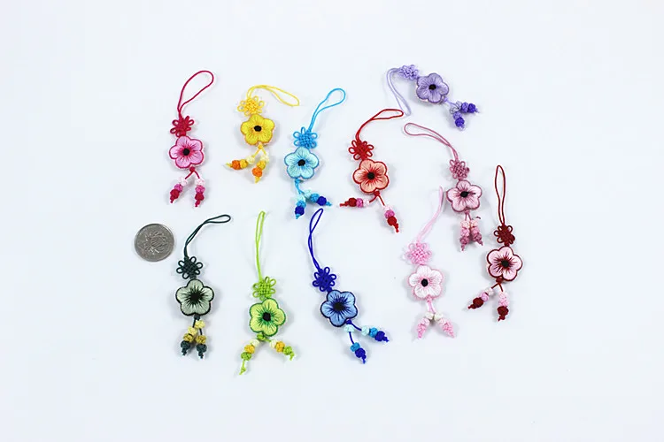 10pcs  Small Embroidery Butterfly Flower Owl Fish Charm for Keychain Phone Charms Pendant Bag Accessory Chinese knot  Hanging