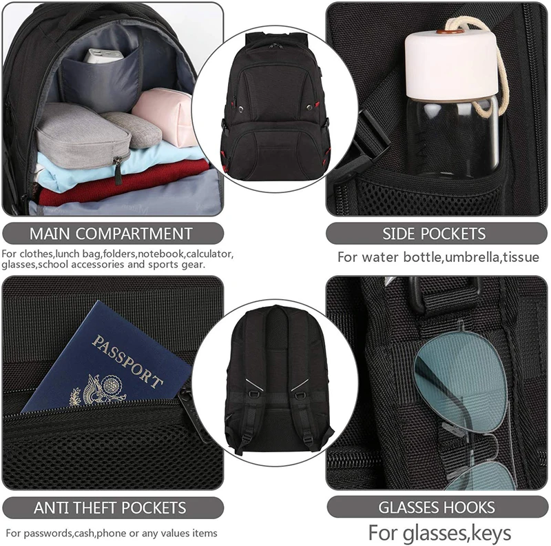 Рюкзак Matein с зарядным устройством черный рюкзак 18 4 дюйма прочный для женщин