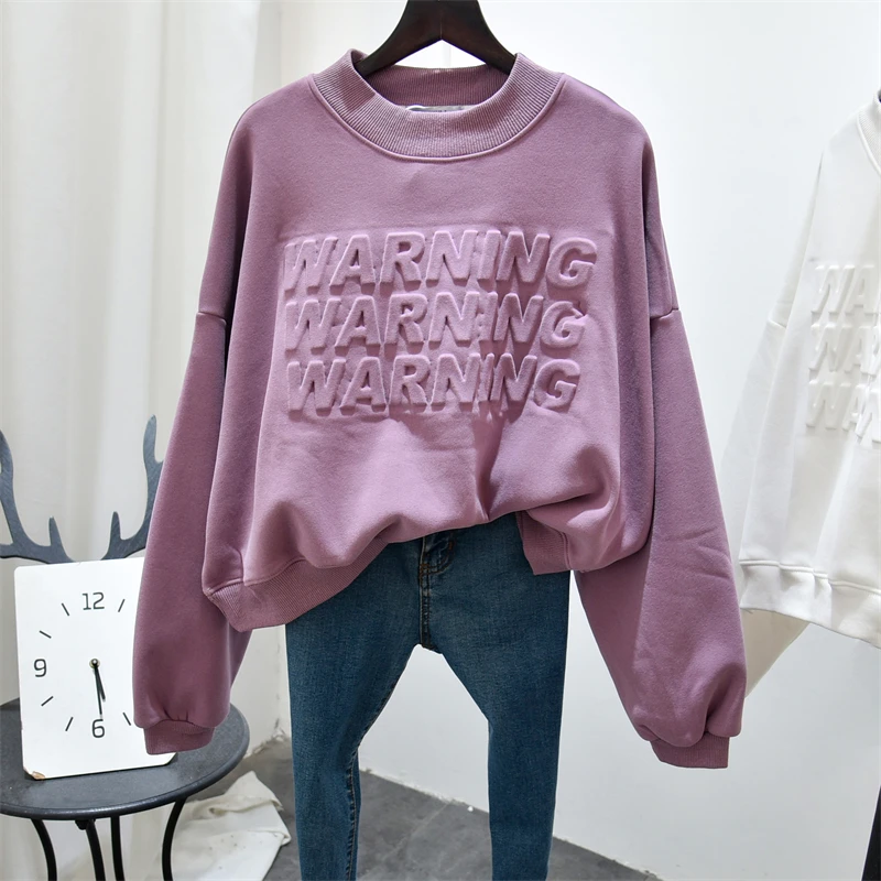 

2021 зимний бархатный женский Свободный свитшот в Корейском стиле с буквенным принтом, простой модный Свободный пуловер с капюшоном