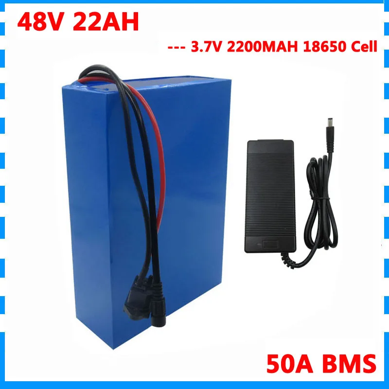 Свободная таможенная пошлина 2000W 48 V Электрический Скутер Аккумулятор 48 V 22AH литиевая батарея 48В, фара для электровелосипеда в батарея с 30A/50A BMS 54,6 V 5A Зарядное устройство