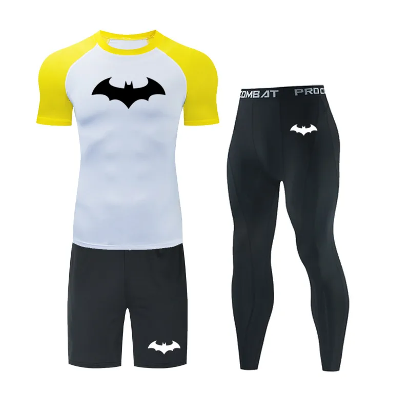 

2020 Men's Thermal Underwear Suit Suit FitnessT Shirt Sports Leggings Suit Solid color Men Comression Clothes Suit MenT Shirt