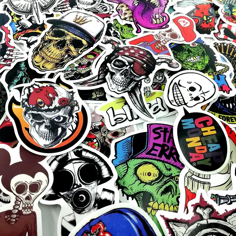 10/50 шт. смешанные наклейки в виде черепа ужаса для ноутбука мотоцикла автомобиля