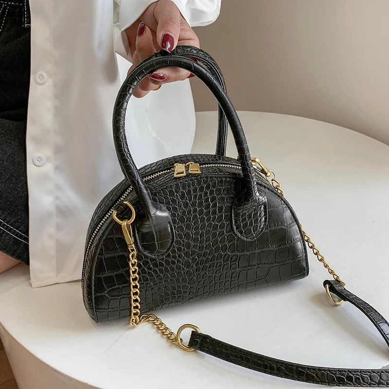 

Vintage Women Alligator PU Leather Saddle Bag Luxury Retro Crocodile Pattern Shoulder Bags Green Handbag Crossbody Messenger Bag