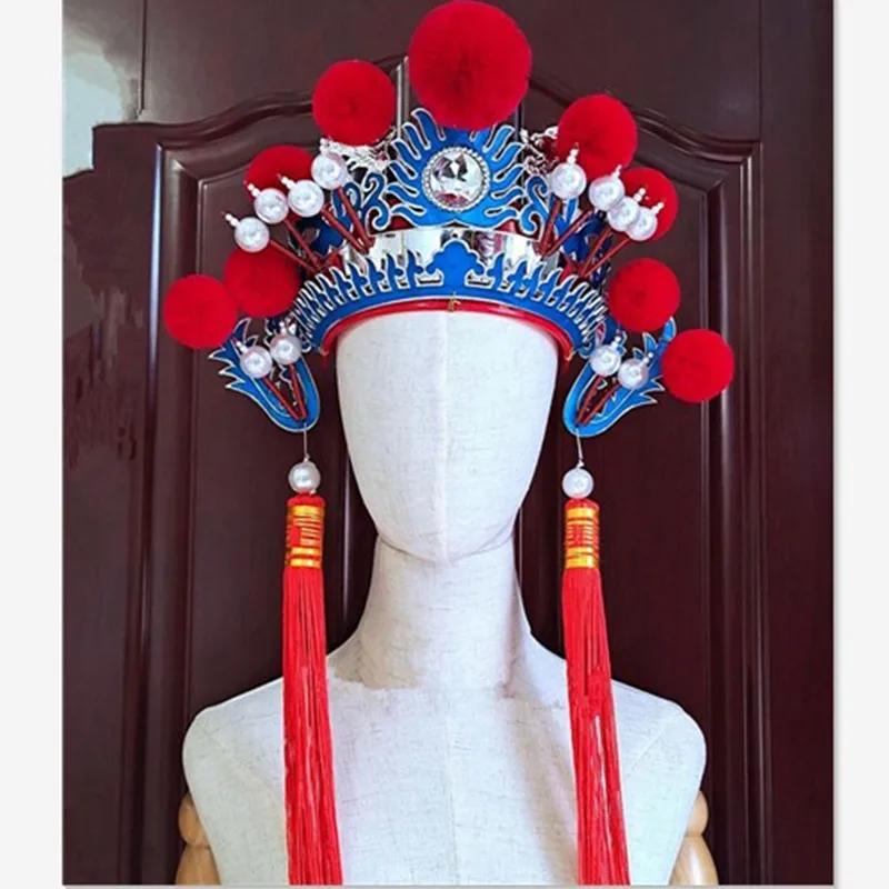 Sombreros de Cosplay de Hua Mulan para niños y adultos, gorros de baile de ópera china, sombreros divertidos de actuación de escenario de Año Nuevo para boda, Cosplay
