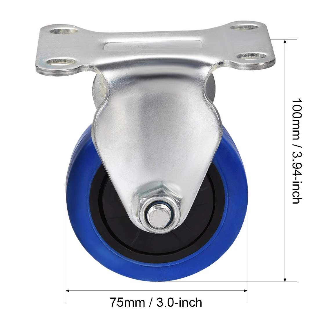 

uxcell 4pcs Fixed Caster Wheels 3 Inch Dia Rubber Caster Top Plate Blue Wheel 132lb Capacity