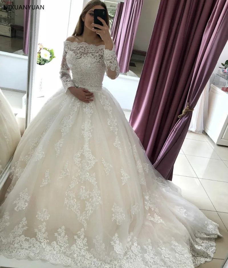 

Vestidos De Noiva Long Sleeves Princess Wedding Dresses Puffy Vintage Ball Gown Dresses Bridal Gowns Robe De Mariage 2021