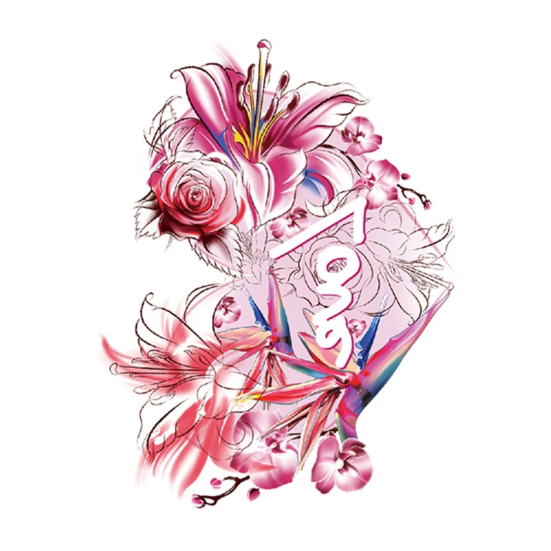 Водостойкая временная татуировка для женщин нарисованная в виде лилии груди