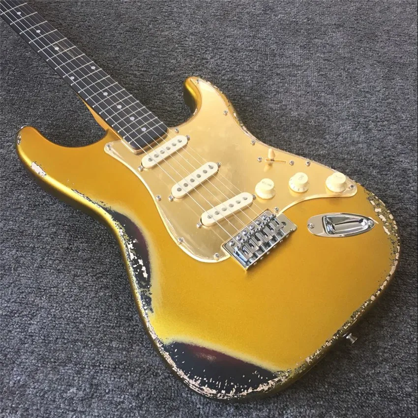 

Relics metallic golden color super t model electric guitars
