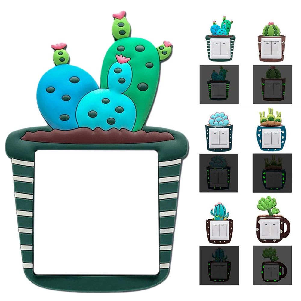 

Одежда с принтами кактусов переключатель Крышка номер Декор 3D силиконовый переключатель ВКЛ-ВЫКЛ Стикеры в детской комнате светящаяся све...