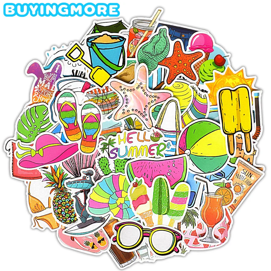 50 шт. Летний стиль наклейки для путешествий солнечный свет пляж Vsco милые аниме