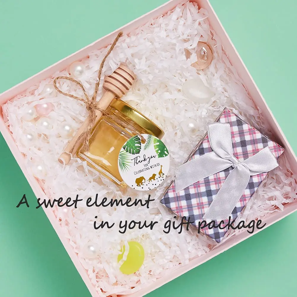 Glass Honey Jar with Gold Lid Wood Dipper Thank-You Tag. Gifts for Baby Shower Birthday Wedding and Holidays | Дом и сад