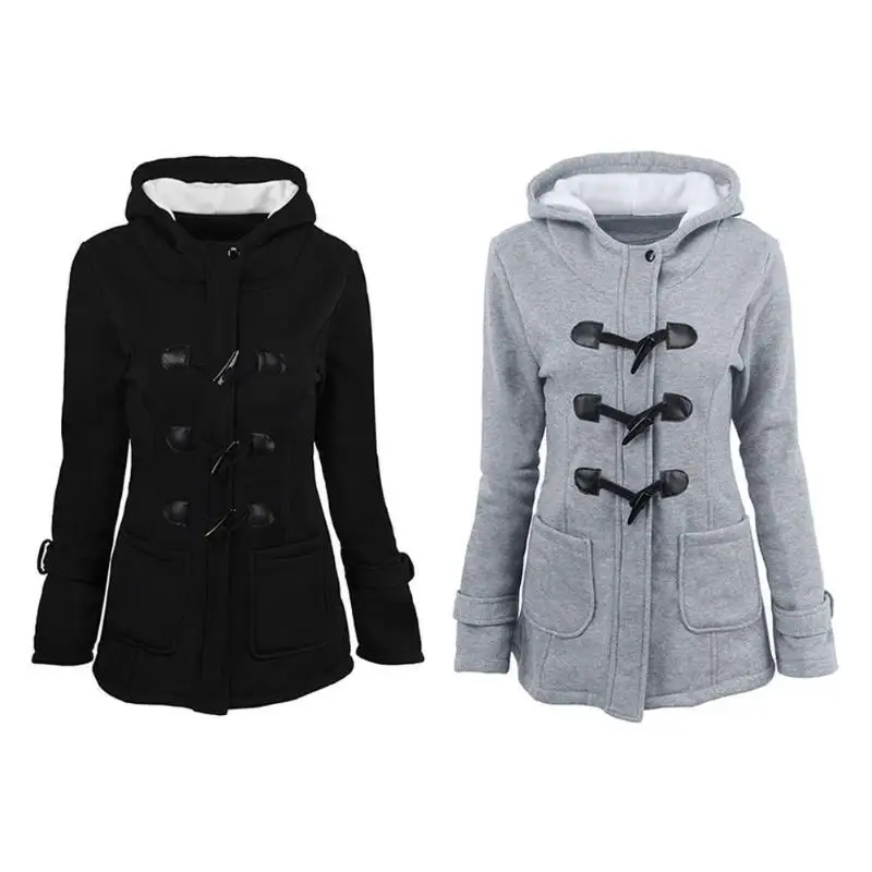 Популярный теплый уплотненный Тренч с роговой пряжкой Женское зимнее пальто