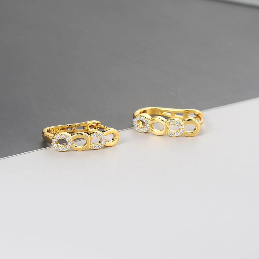 Женские свадебные серьги кольца классического дизайна золотистого цвета с