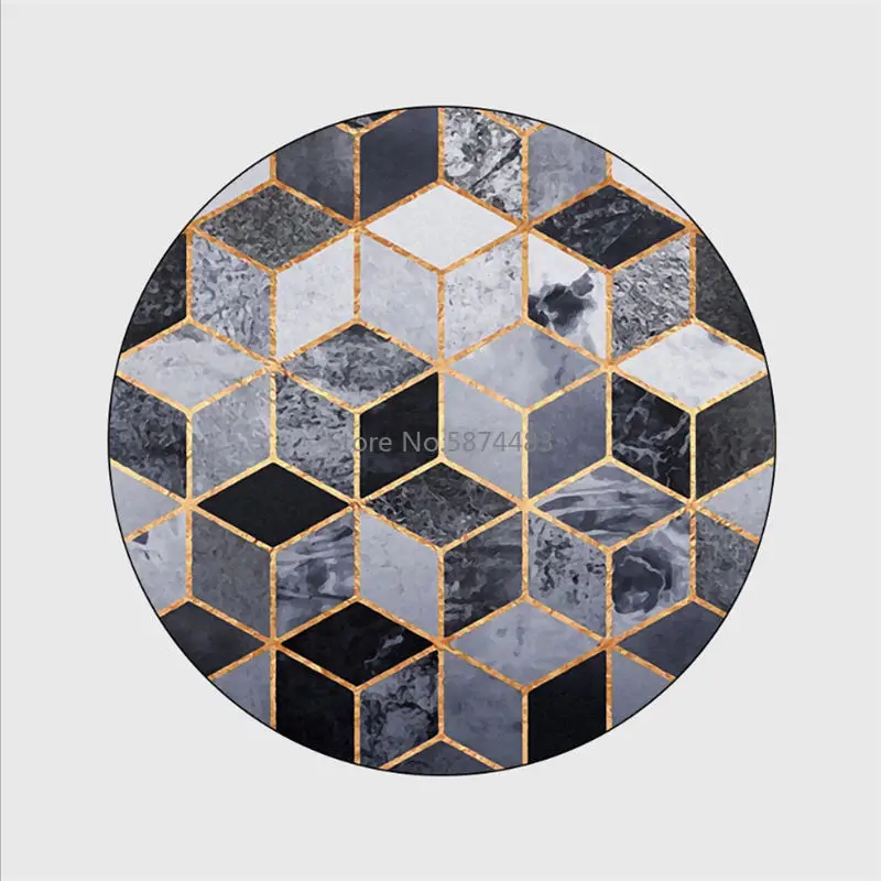 Ковры круглые в скандинавском стиле для гостиной ковер с черным квадратным