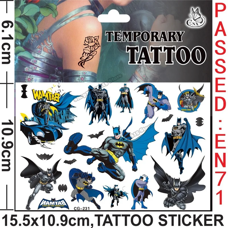 Тату-наклейка Бэтмен DC в случайном порядке 1 комплект украшение для детского дня