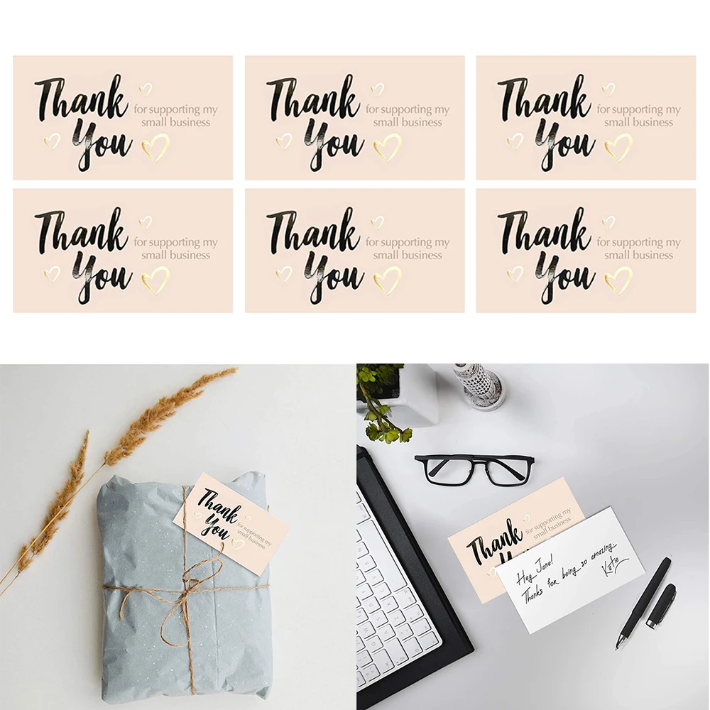 

50 Sheets/set 5*9 Cm Rosegold Greeting Card Thank You Business Shopping Wrapping Decoration Gift Thank You Card