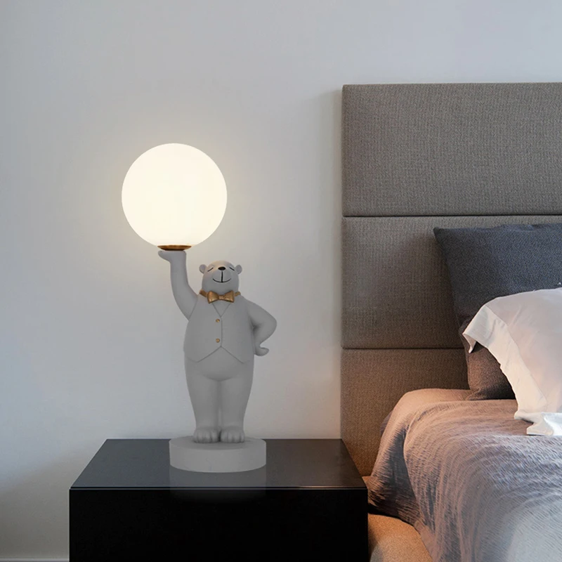 Скандинавская мультяшная настольная лампа полимерный полярный медведь