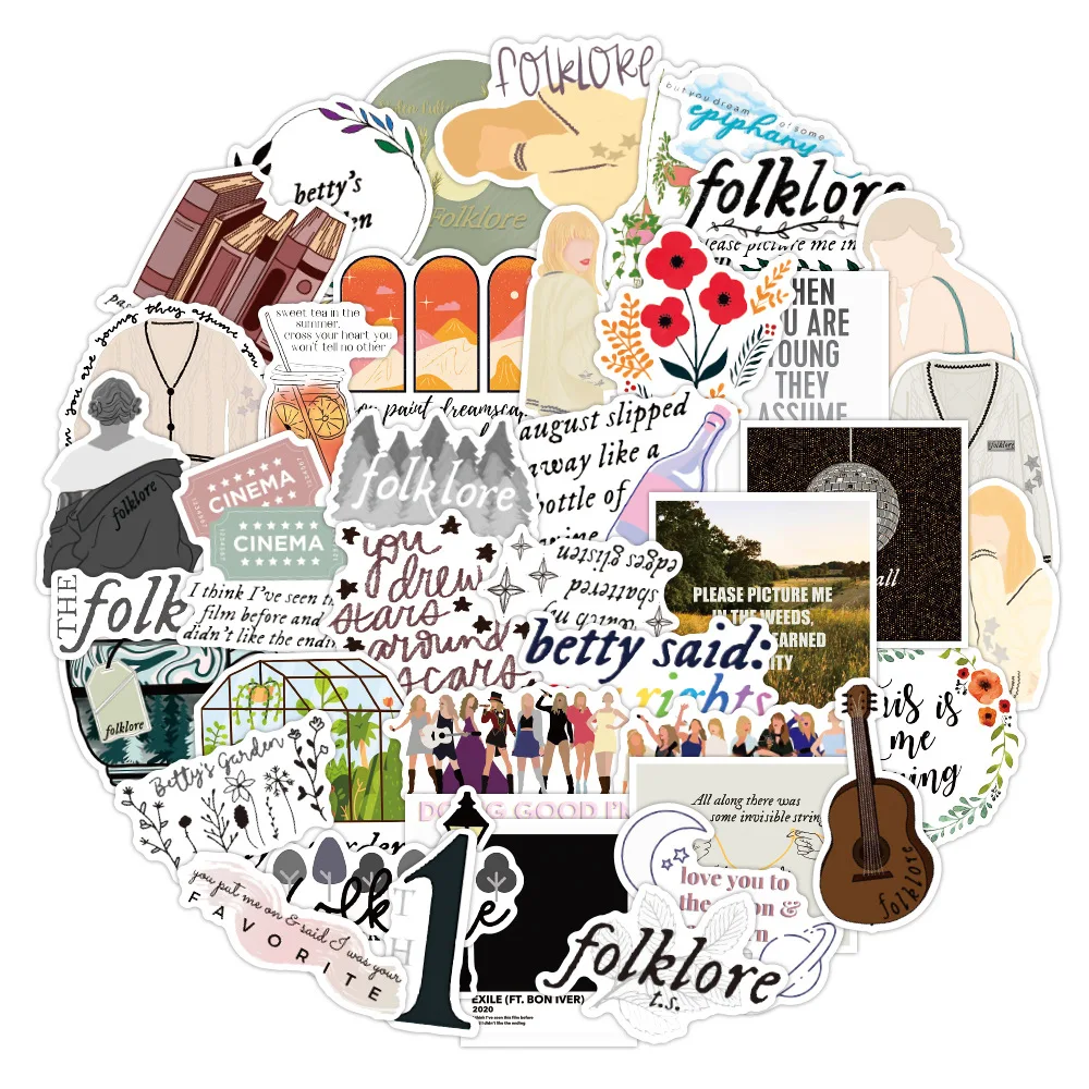 

10/30/50 шт фольклорные наклейки эстетические DIY Скрапбукинг ноутбук бутылка для воды гитара холодильник милый мультфильм наклейка Стикеры дл...