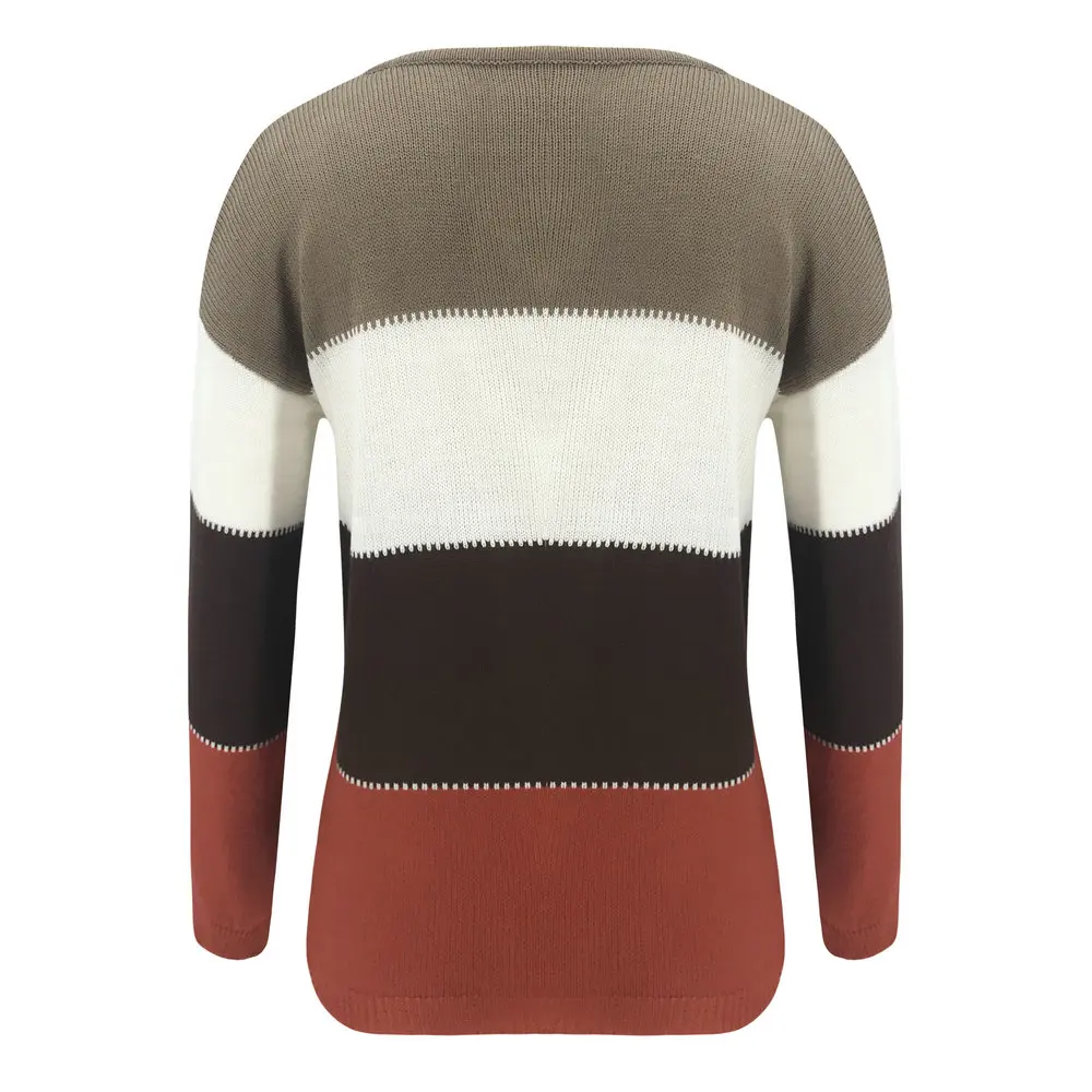 Hirigin корейский модный Женский вязаный свитер с длинным рукавом Полосатый пуловер