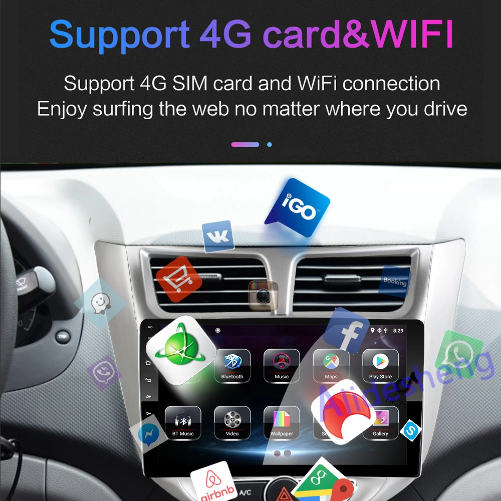 4G Android 8 1 автомобиль радио мультимедиа плеер для Hyundai Solaris Accent 2010 2011 2012 2013 2014 2015 2016 gps