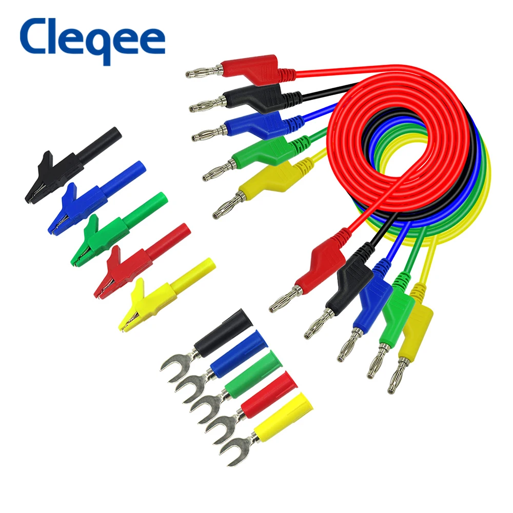 Cleqee P1036A матч защищенный зажим крокодил и U Тип лопаты Insrt зонд типа банан 4 мм чтобы