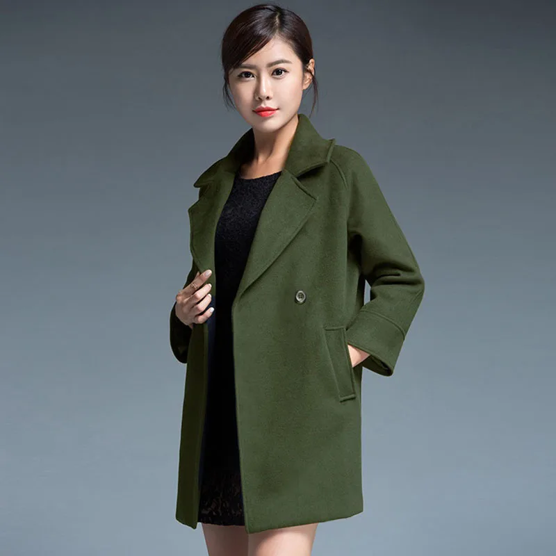 7XL шерстяное пальто большого размера Женская Базовая ветровка Осень Зима