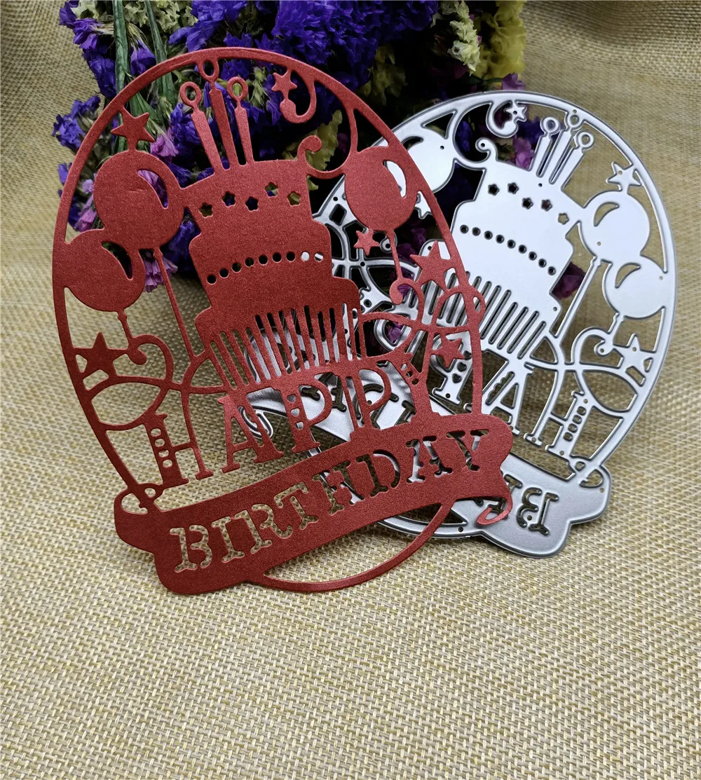 

happy Birthday cake card Metal Cutting Dies Stencil Scrapbooking Photo Album Card Paper Embossing Craft DIY
