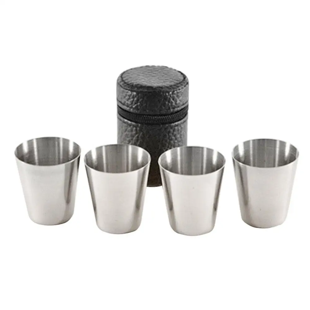 

80% HOT SALE 4Pcs Mini 70ml Drink Liquor Stainless Steel Cups with Holder Travel Barware Kitchen Tools & Gadgets
