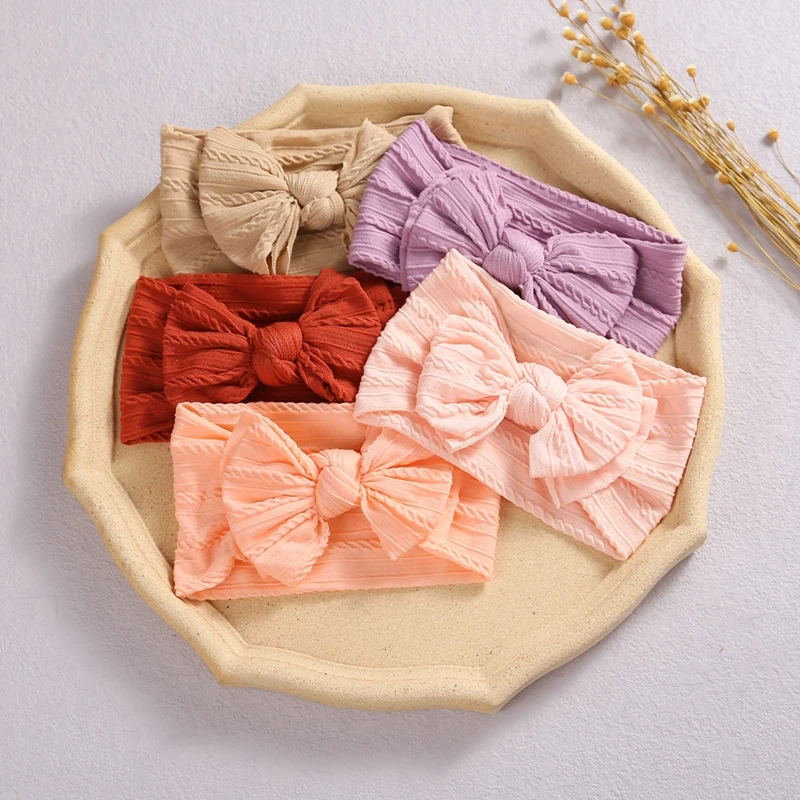 Diadema de punto con Cable para beb&eacute; y ni&ntilde;a, lazos para la cabeza, accesorios para el cabello el&aacute;sticos, turbante de nailon infantil, diadema de princesa-2