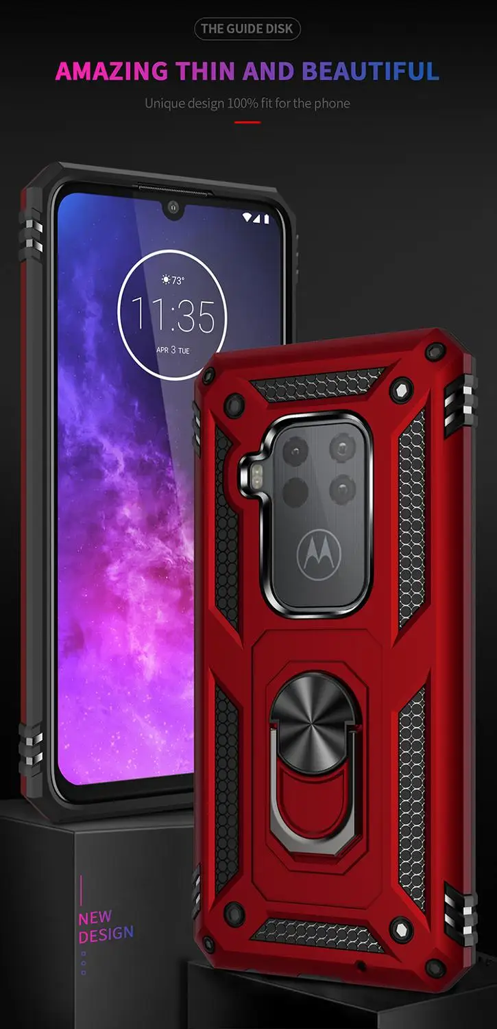 Защитный чехол для телефона Motorola Moto G8 E5 G6 Play Plus с кольцом-держателем One Zoom Pro