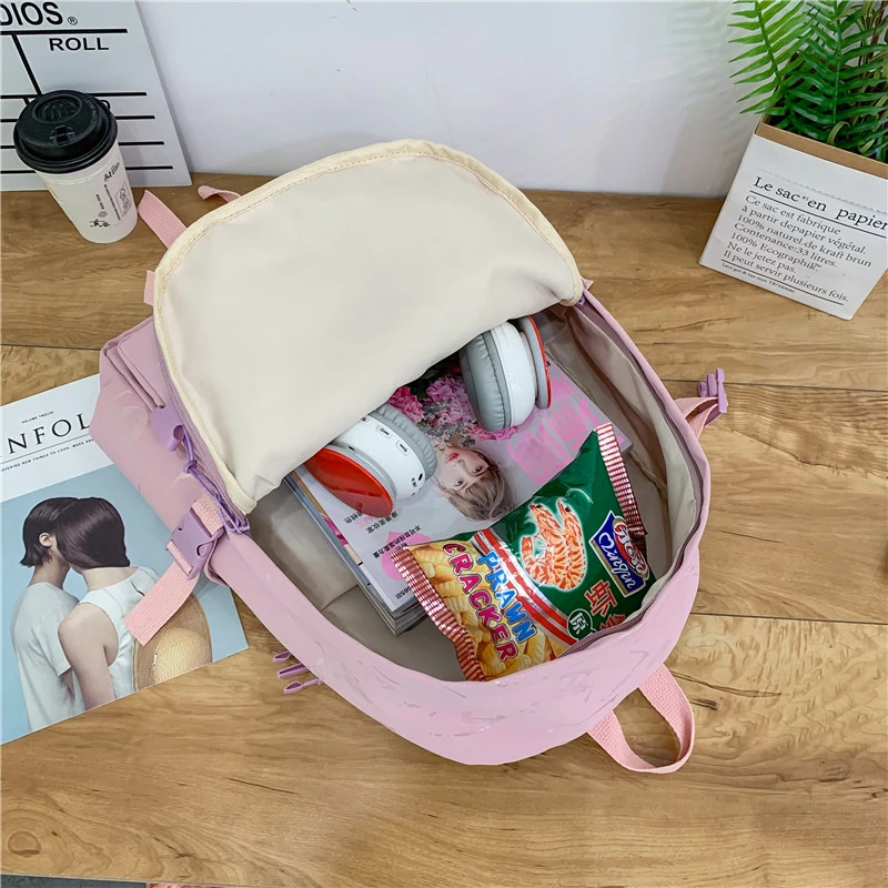 

Young Trend Print Girl Student Backpack Large Capacity Middle High School Bags for Women 2021 New Arrival