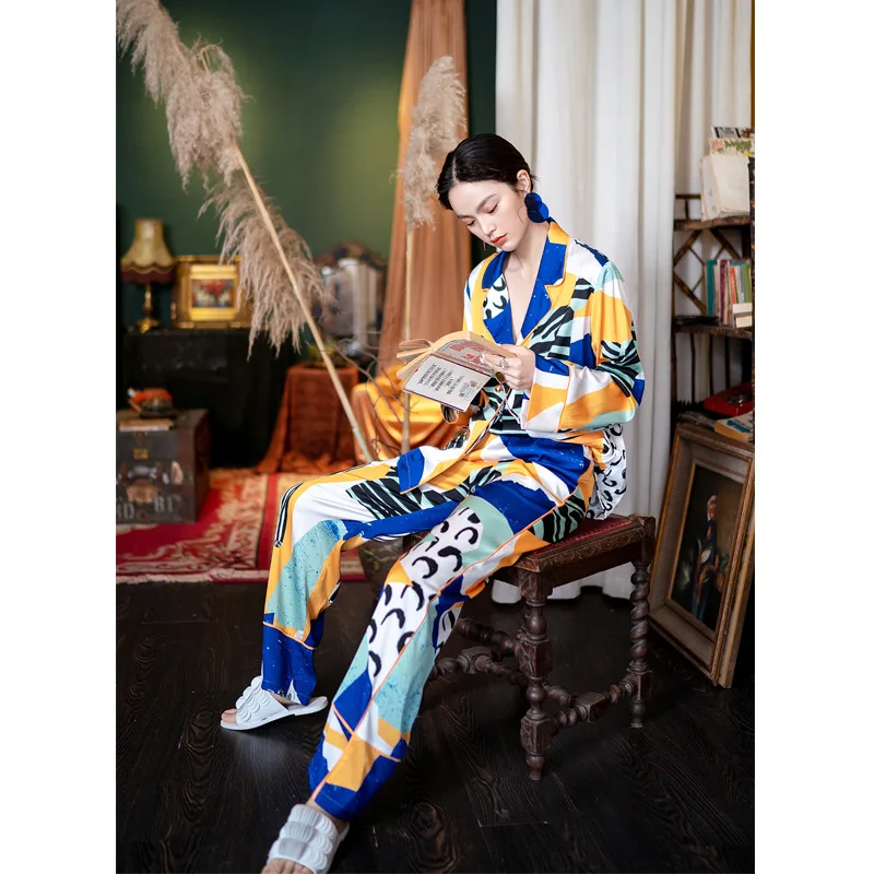 

Leopard Print 2020 Pajamas for Women Spring and Autumn , Luxury Two-piece Pj Set, Homewear ,Elegant Sleepwear , Sexy Pajamas