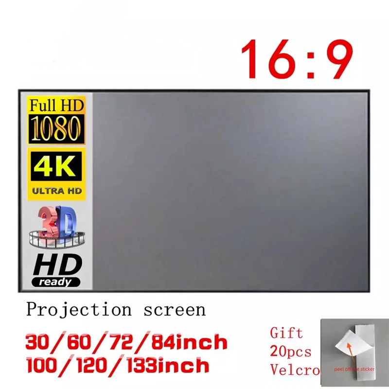 

Projector Screen 16:10 ,100 120 Inch Reflective Fabric Cloth Projection Screen For YG300 XGIMI DLP LED Video Beamer Fast Deliver