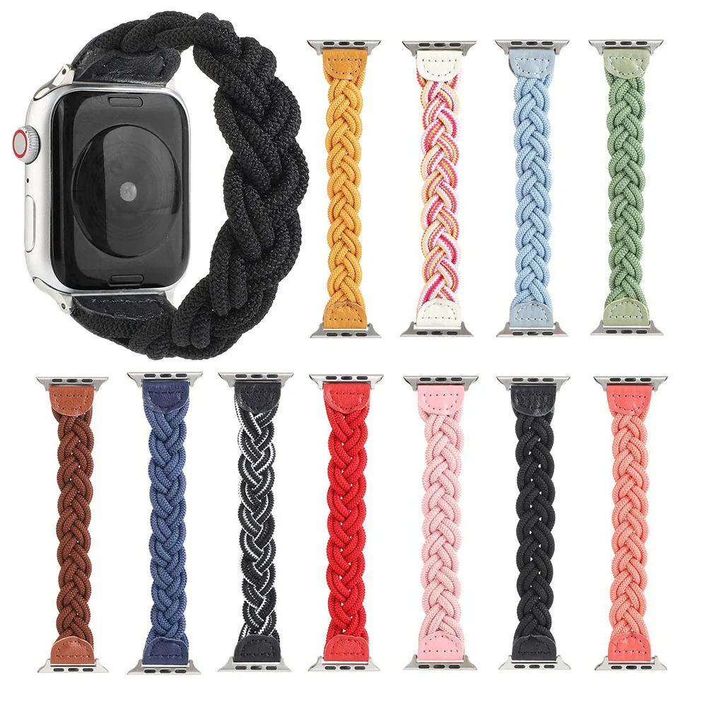 Ремешок нейлоновый для Apple Watch Band 38 мм 42 44 40 плетеный эластичный спортивный