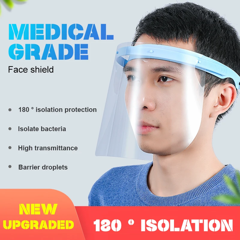 PET Transparent Protective Face Shield Mask For Face Eyes Anti Fog Splash Proof Isolation Safety Medical Face Shield Detachable