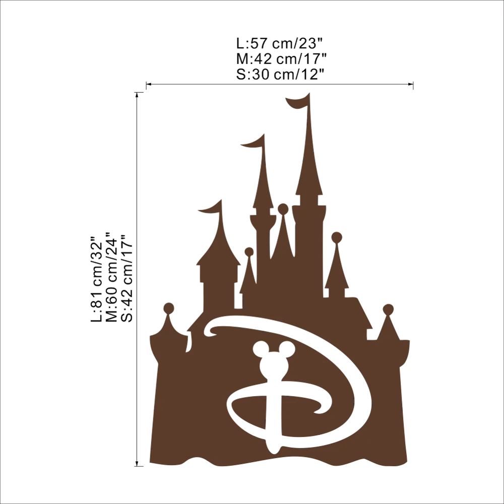 

Disney Castle Wall Stickers Mickey Mouse Emblem Fairy Quote Kids Gift Vinyl Sticker Bedroom Accessories Home Decor Poster