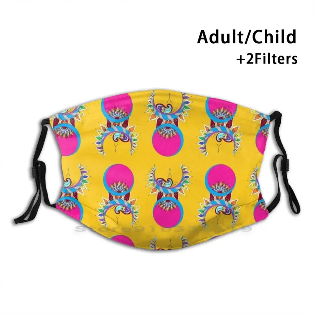 

Rainbow Crown 2 Reusable Mouth Face Mask With Filters Kids Rainbow Crown Moon Colors