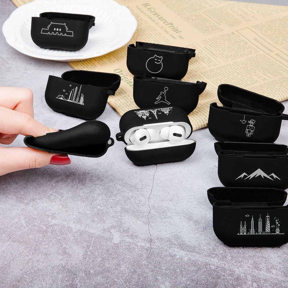 Черный чехол из ТПУ для Apple наушников Airpods Pro силиконовый 2019 с мультяшным рисунком