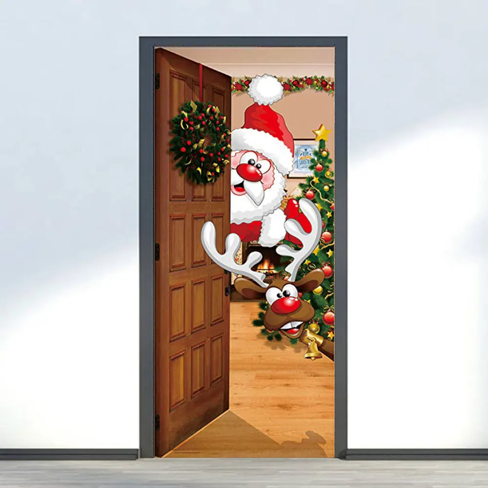 

SMT019 There is Santa Claus behind the door sticker 77cm*200cm
