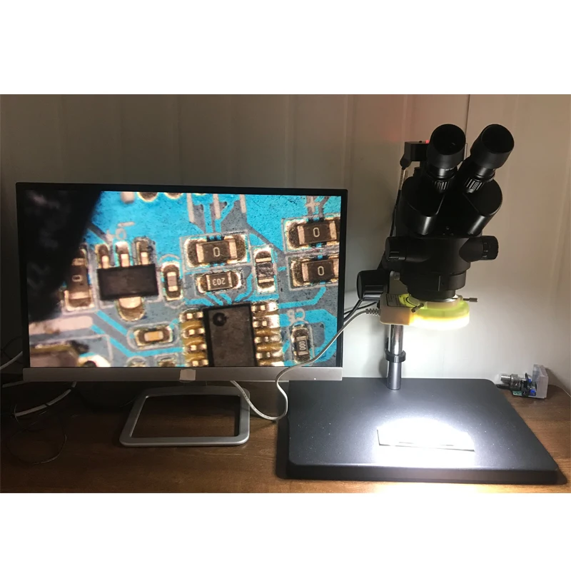Тринокулярный стереомикроскоп с двойной стрелой 3 5x-180X 34 МП USB цифровая