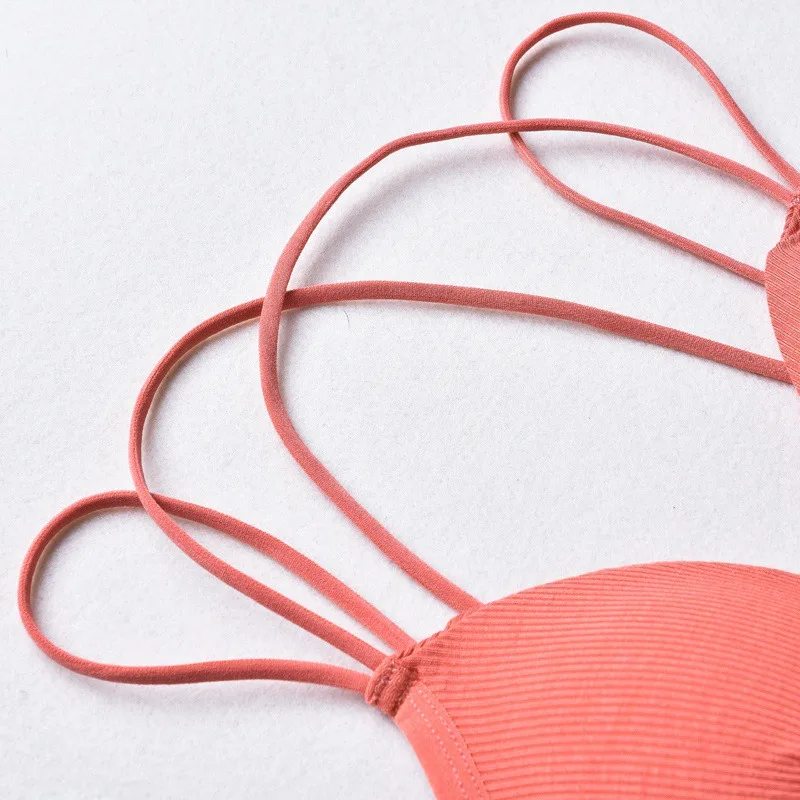 

French Triangle Cup Thin Shoulder Strap Beauty Back Tube Top Sexy Bra Bra Solid Color Thread Camisole