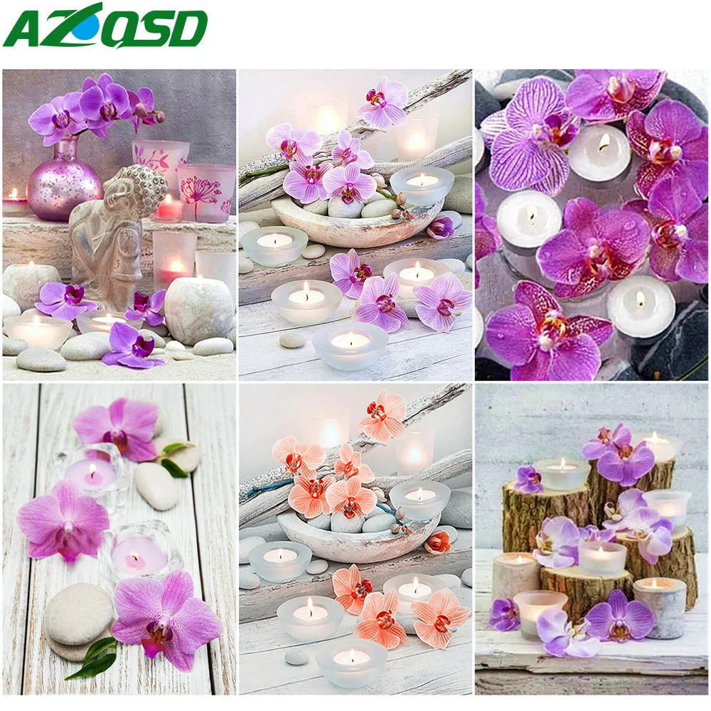 

AZQSD 5D DIY алмазная живопись Орхидея камень Вышивка крестом картина Стразы Алмазная вышивка пейзаж мозаика домашний декор