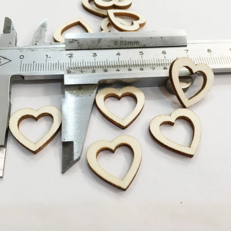 100 шт./компл. деревянный смешанный выдолбленные сердце для искусство украшения
