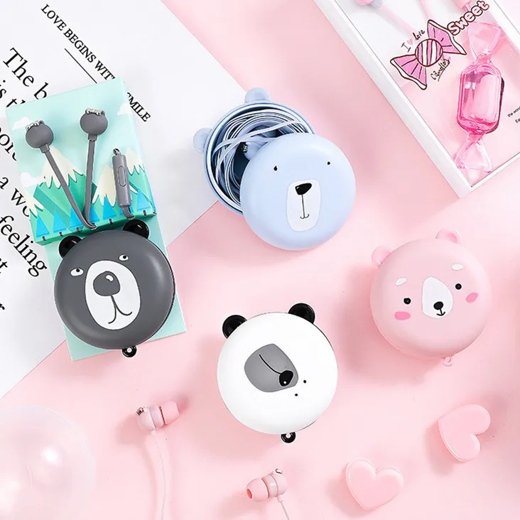 Новое поступление 2 шт./компл. Kawaii корейский медведь конфеты спортивные наушники с чехлом для хранения гарнитуры дешевый | Отзывы и видеообзор -4000434455549