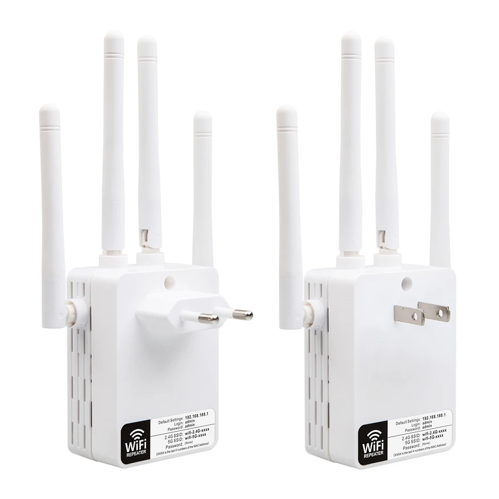 

1200Mbps Wifi Router Amplifier 2.4GHz 5.8GHz Dual-Band Wireless Extender Repeater with 4 Antennas for Home Office