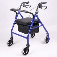 elderly walker cart four wheel walker with handbrake portable foldable elderly rehabilitation walker