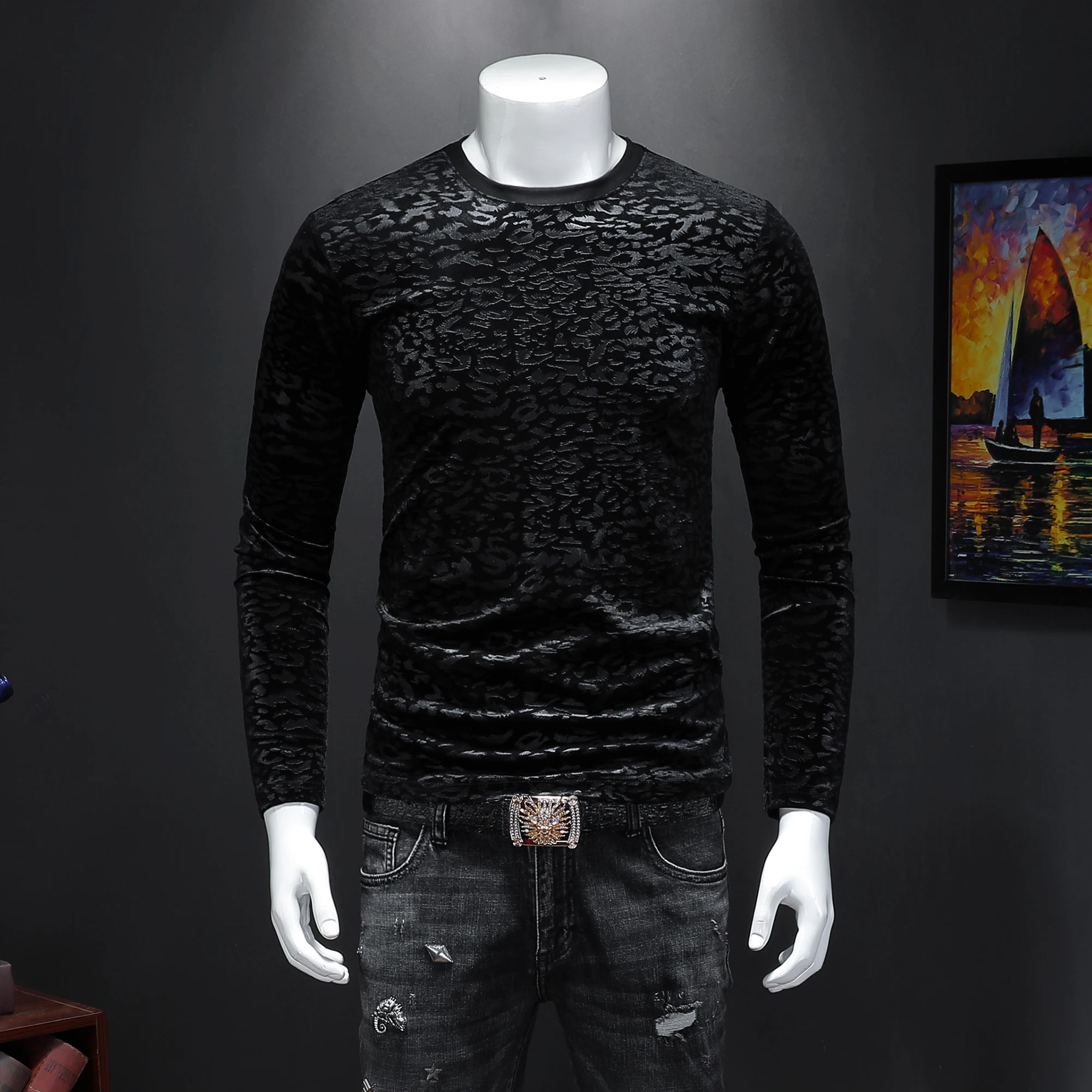 2020 черная плюшевая Футболка Мужская модная Осенняя зимняя футболка Marvel