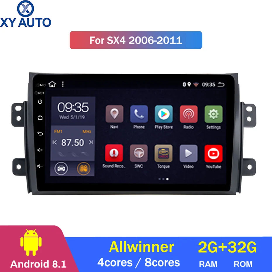 9-дюймовый 2.5D IPS HD мультисенсорный экран Android 2006 2 Гб ОЗУ 32 ПЗУ NAVI для Suzuki SX4 2011-с